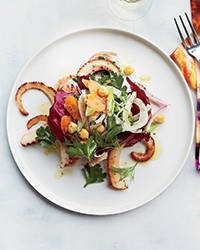 Pan-seared octopus with Italian vegetable salad