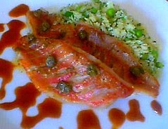 Pan seared perch with fried capers
