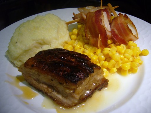 Pan seared pork belly