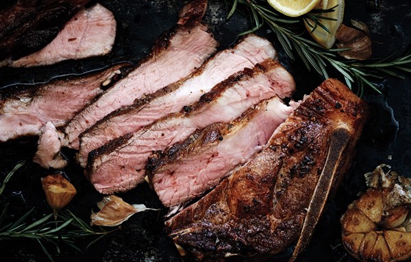 Pan-seared pork blade chop