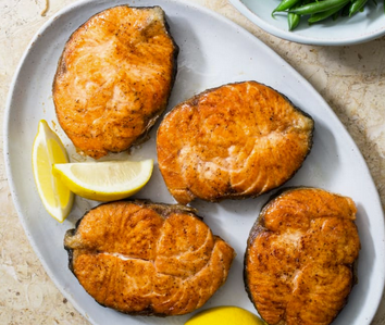 Pan-seared salmon steaks