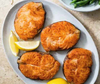 Pan-seared salmon steaks