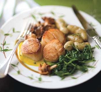 Pan-seared scallops with lemon sauce