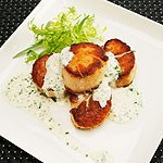 Pan-seared scallops with tarragon white wine sauce
