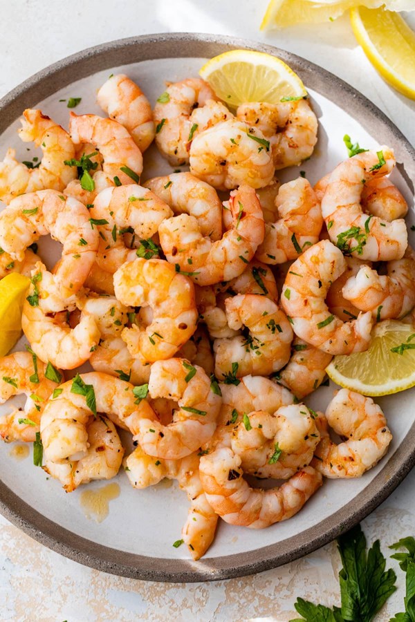 Pan seared shrimp