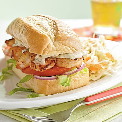 Pan-seared shrimp po' boys