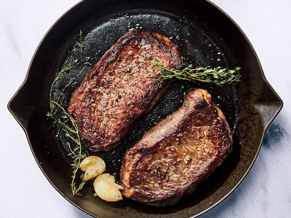 Pan-seared strip steak