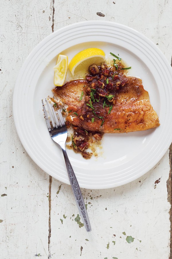 Pan-seared trout with pecan brown butter sauce