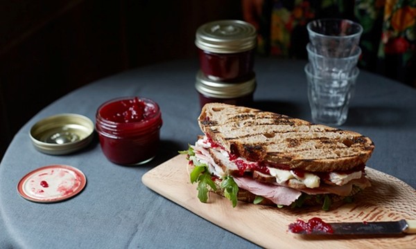 Pan-toasted leftovers sandwich