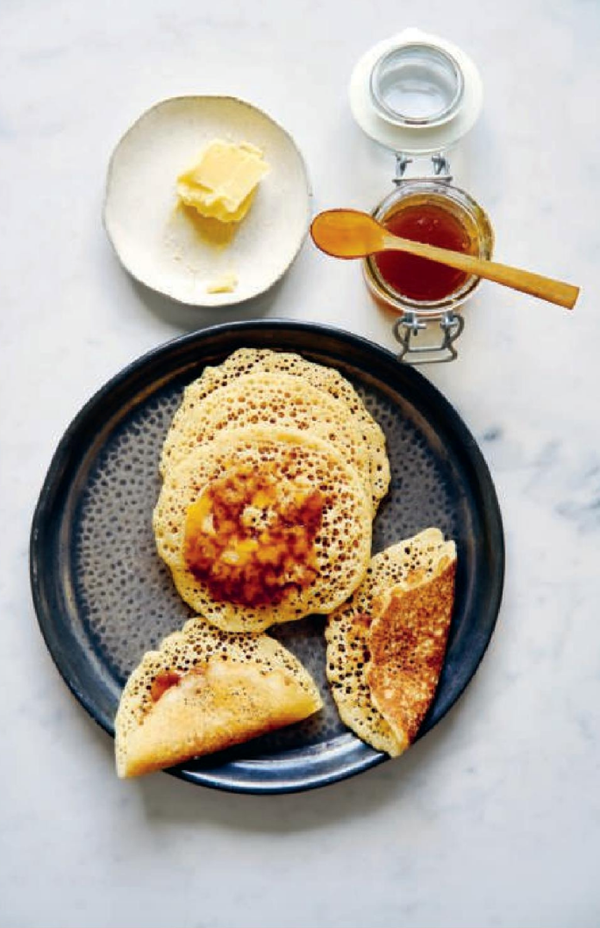 Pancakes with butter and honey