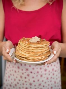 Pancakes with maple syrup and cinnamon butter