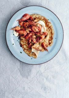 Pancakes with shrimp