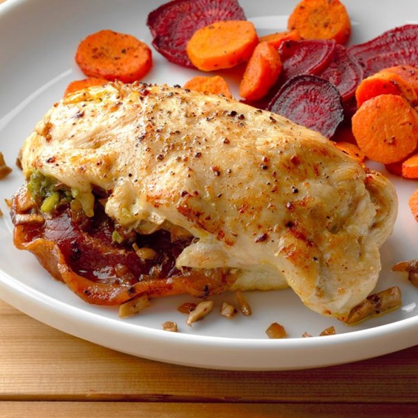 Pancetta & mushroom-stuffed chicken breast