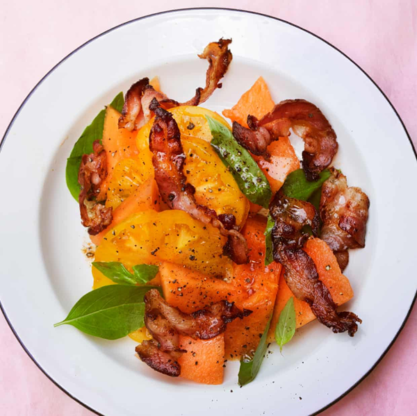 Pancetta and cantaloupe salad
