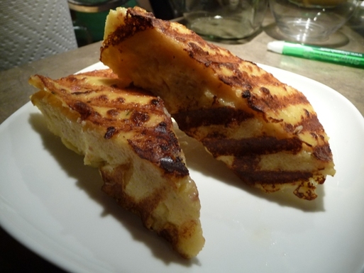 Pancetta and cheese grilled polenta wedges 