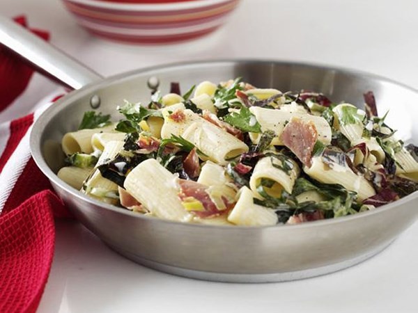 Pancetta and radicchio rigatoni