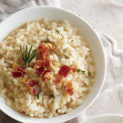 Pancetta risotto with truffle oil