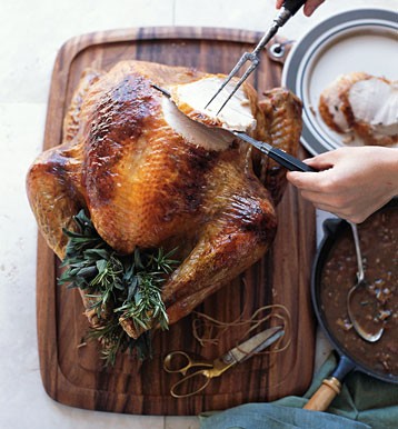 Pancetta-sage turkey with pancetta-sage gravy
