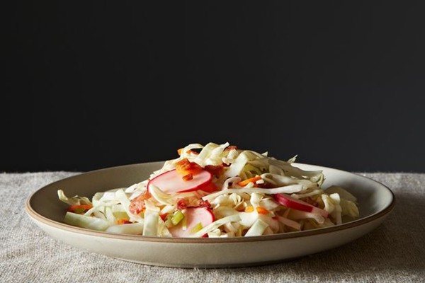 Pancetta slaw with chili-lime vinaigrette