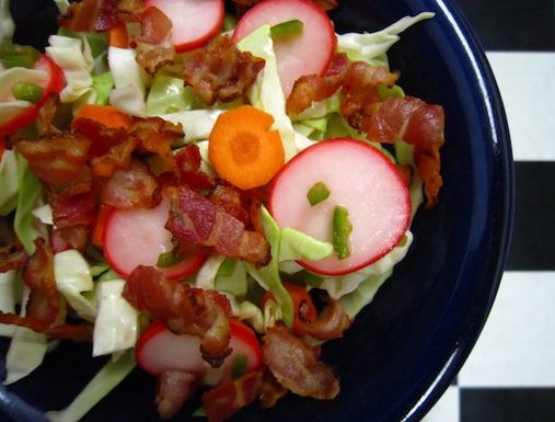 Pancetta slaw with chili-lime vinaigrette 