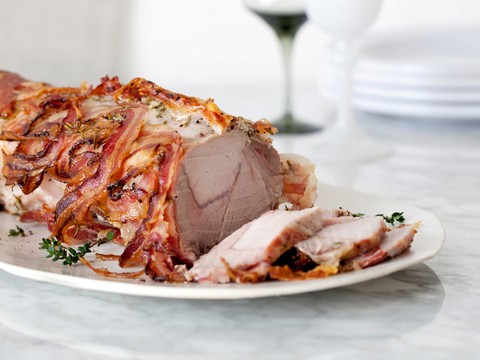Pancetta-wrapped pork roast