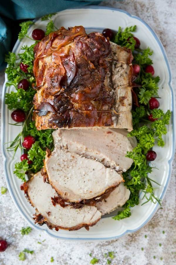Pancetta wrapped pork roast