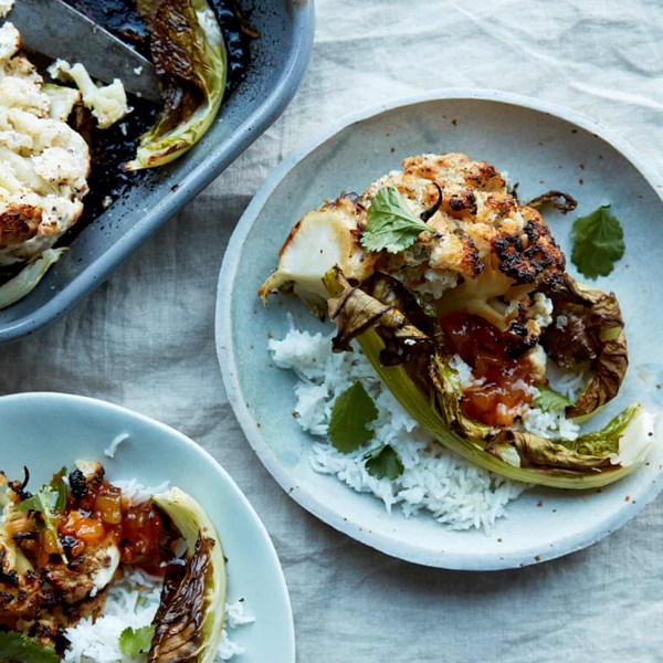 Panch phoran yoghurt-baked cauliflower