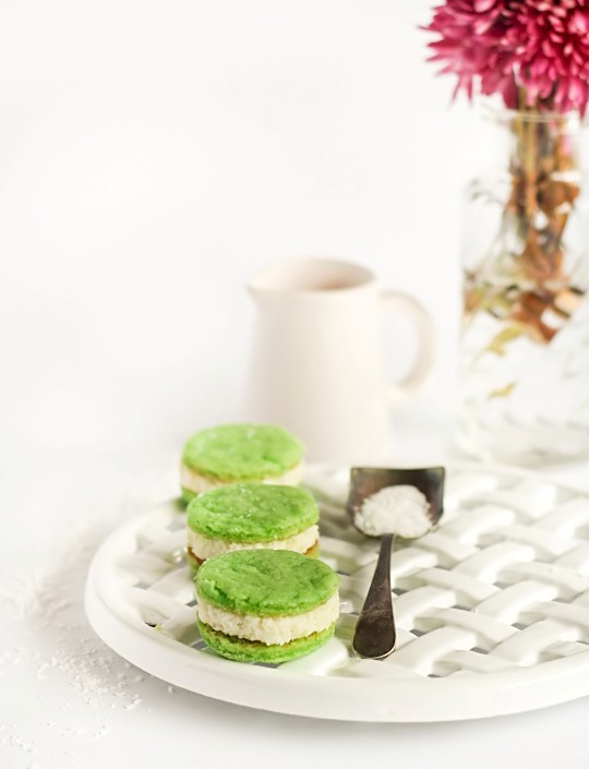 Pandan coconut sandwich cookies