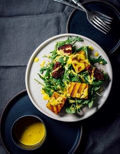 Paneer + beet salad with mango-lime dressing