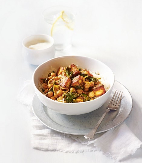 Paneer and chickpea curry