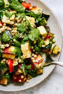 Paneer and roasted vegetable couscous salad
