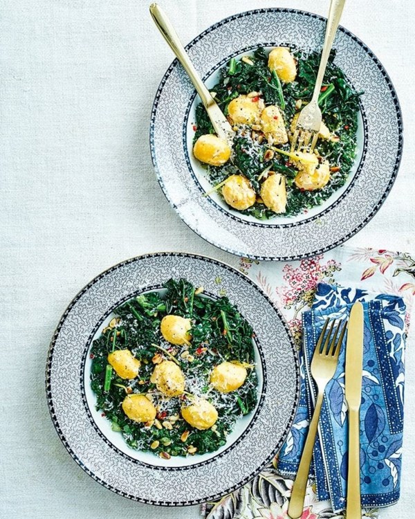 Paneer gnudi with saag
