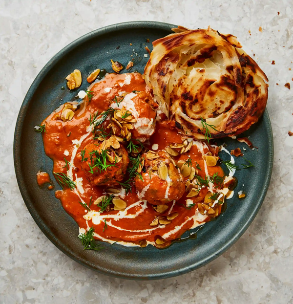 Paneer koftas in creamy tomato sauce