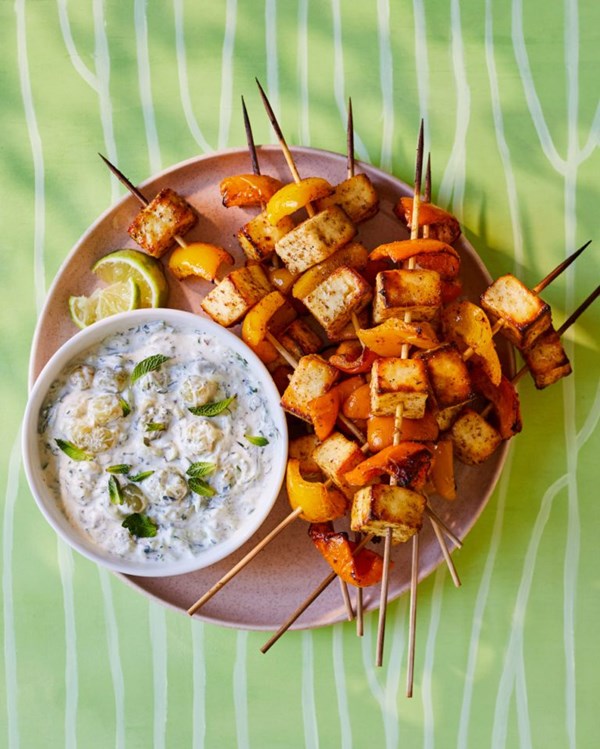 Paneer skewers with gooseberry raita