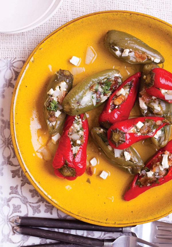 Paneer-stuffed pickled chiles