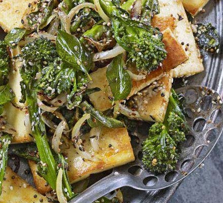 Paneer with broccoli and sesame