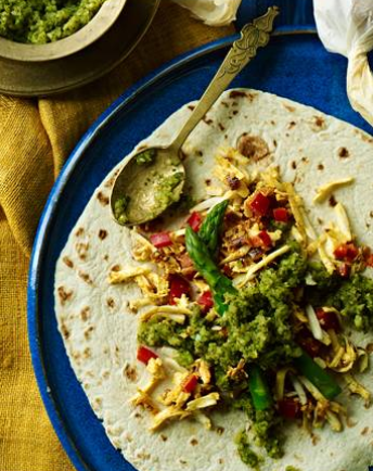 Paneer wraps with fresh mint chutney