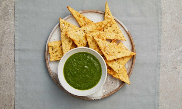 Panelle, sea salt and salsa verde