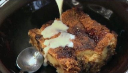 Panettone bread pudding with Amaretto sauce