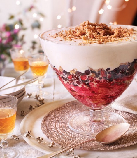 Panettone, vin santo berries and zabaglione cream trifle