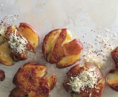 Panfried smashed potatoes
