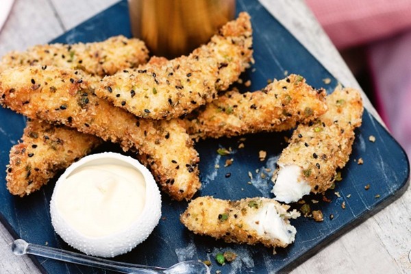 Panko & pea-crumbed snapper