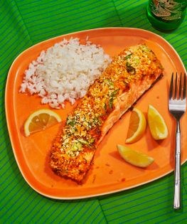 Panko-crusted baked salmon