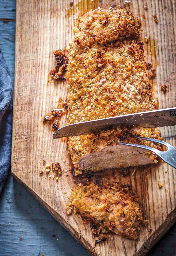 Panko crusted pork tenderloin with rosemary