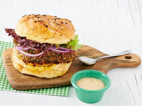Panko-crusted portobello mushroom burgers 