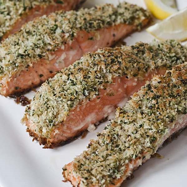 Panko-crusted salmon