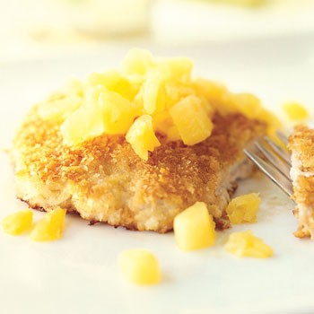 Panko pork cutlets with pineapple and ginger salsa