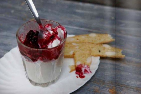 Panna cotta with blackberries