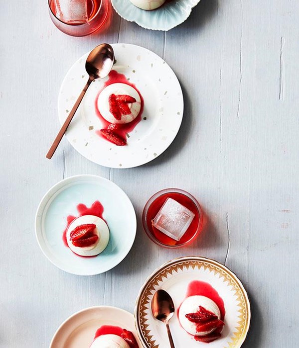 Panna cotta with blood orange & juniper syrup