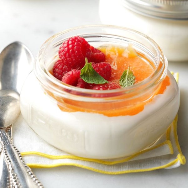 Panna cotta with papaya coulis